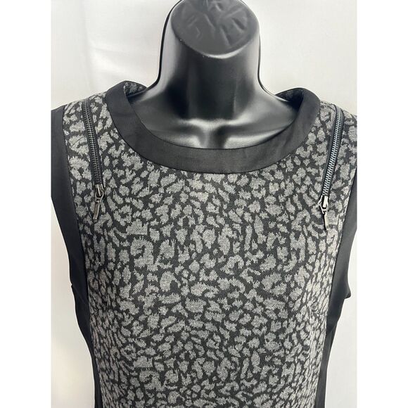 Lapis Leopard Print Black Grey Sheath Dress Sze L Animal Print Office Career 90s - Picture 2 of 11